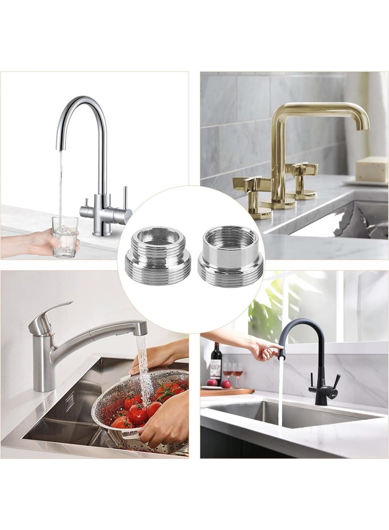 2pcs Silver Metal Faucet Adapters, 16mm to 22mm/22mm to 16mm Faucet Adapter, Tap Aerator Connector Thread Adapters for Kitchen Bathroom Faucet - Image 2